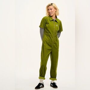 NWT Rex Short Sleeve Jumpsuit in Organic Guacamole Needlecord